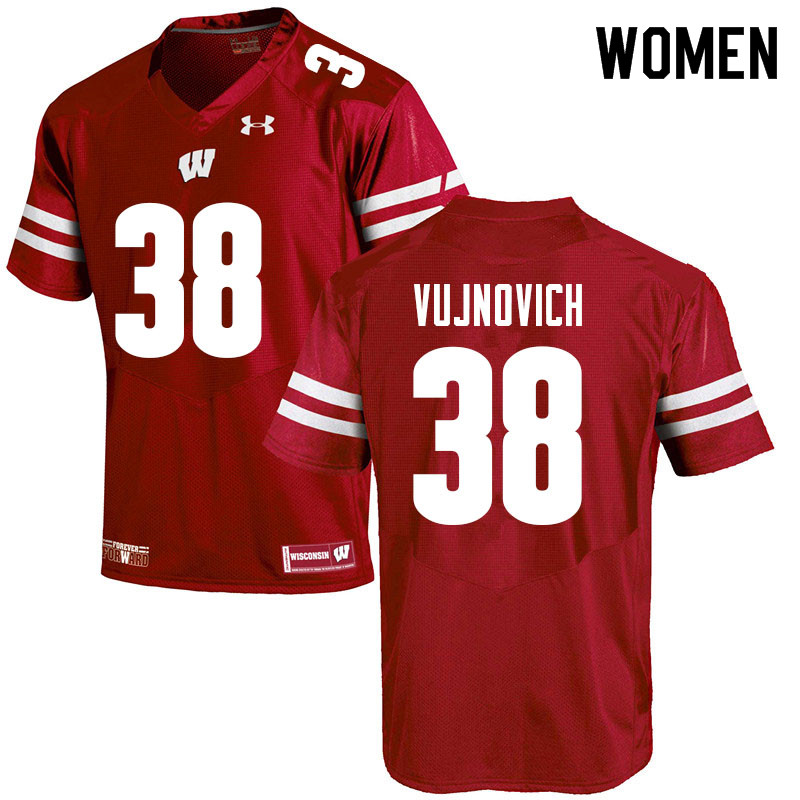 Wisconsin Badgers Women's #38 Andy Vujnovich NCAA Under Armour Authentic Red College Stitched Football Jersey ML40R62NX